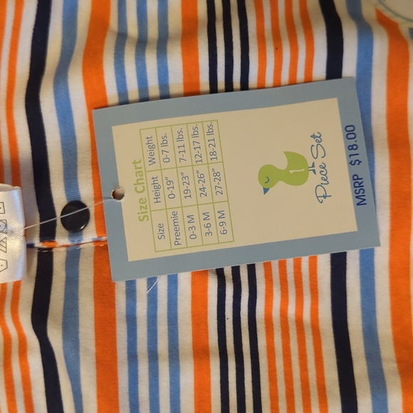 NWT infant one piece blue and orange romper by duck duck Goose size 0-3 months - Picture 3 of 9